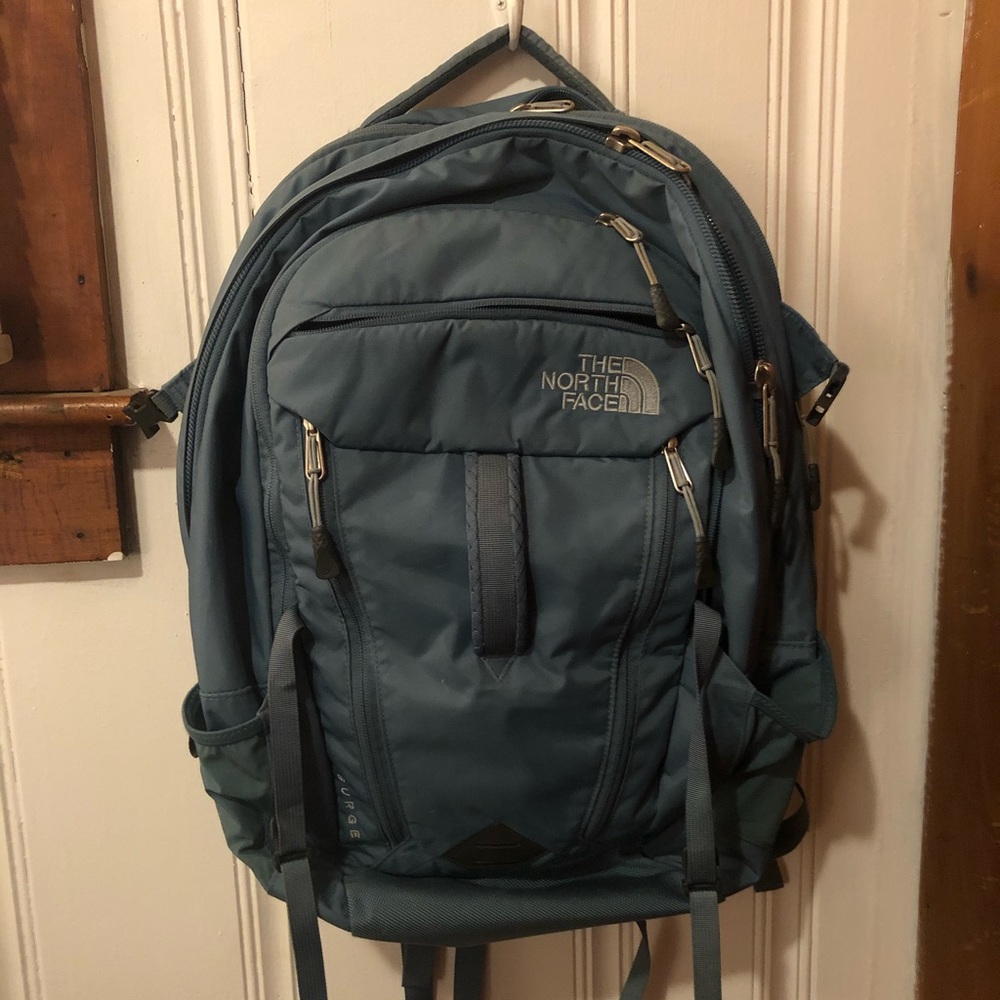 light teal north face backpack